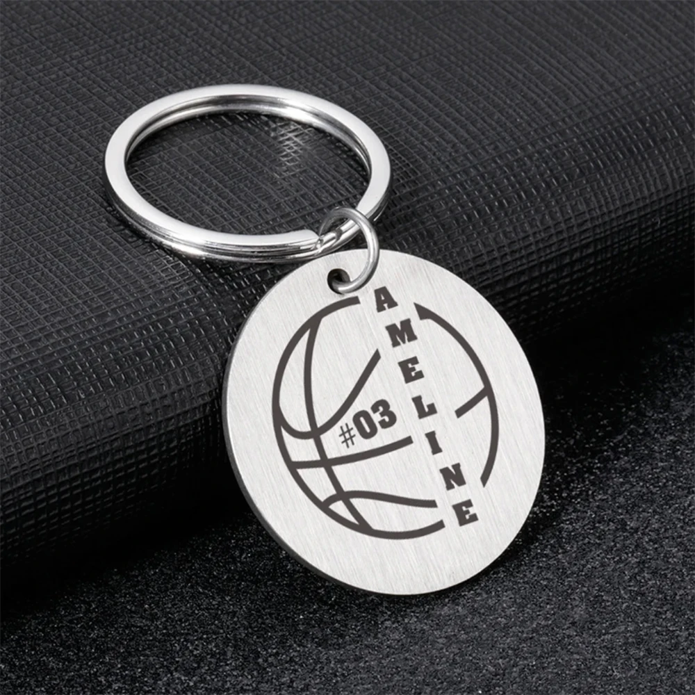 

Basketball Keychain, Personalized Custom Name, Ball Number Keychain, Basketball Lovers, Sports Style, Gift For Boyfriend