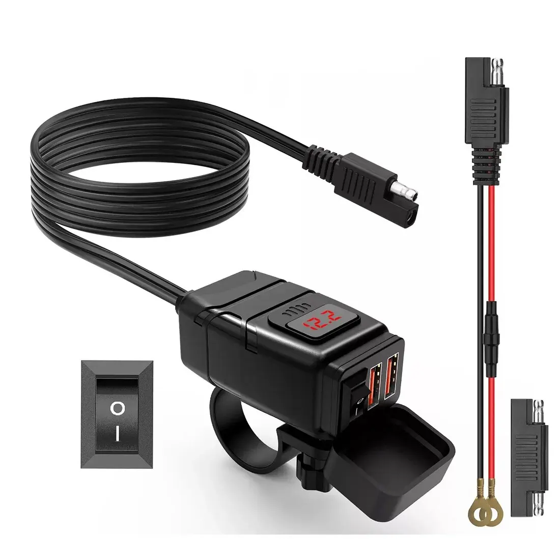 RapidCharge 12V USB Power Adapter for Motorcycles - Digital Charging Solution for Motorbike Accessories