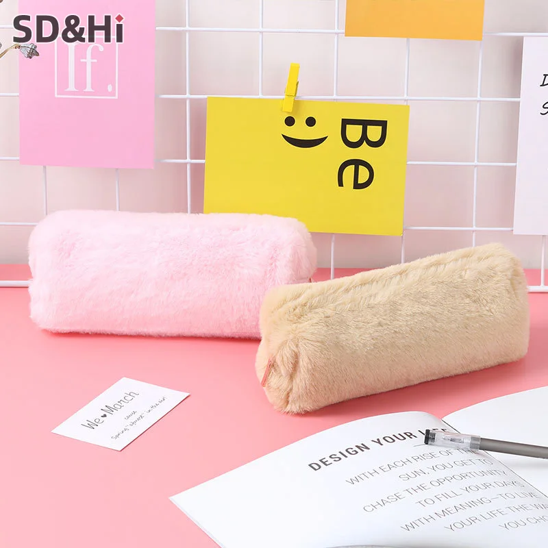 

1PC Cute Plush Pencil Pouch Pen Bag For Girls Kawaii Stationery Large Capacity Pencil Case Pen Box Cosmetic Pouch Storage Bag