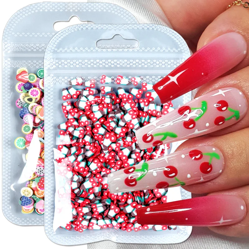 

3D Summer Fruit Slice Nail Art Lemon Strawberry Slices Nails Accesorios Supplies DIY Design Decoration Acrylic Polymer Clay