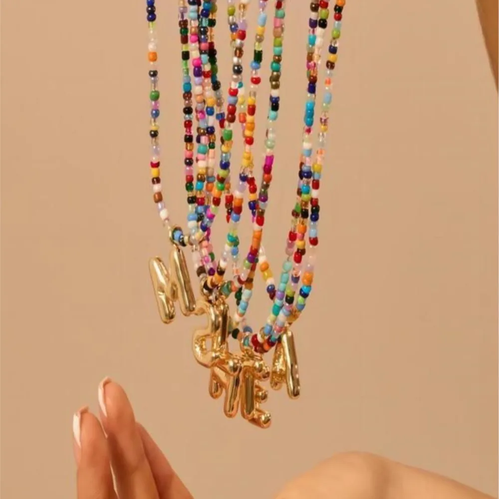 Initial 26 Letter Colorful Beaded Pendant Necklace for Women Vintage Boho Choke Collares Trendy All-match & Exquisite Jewelry