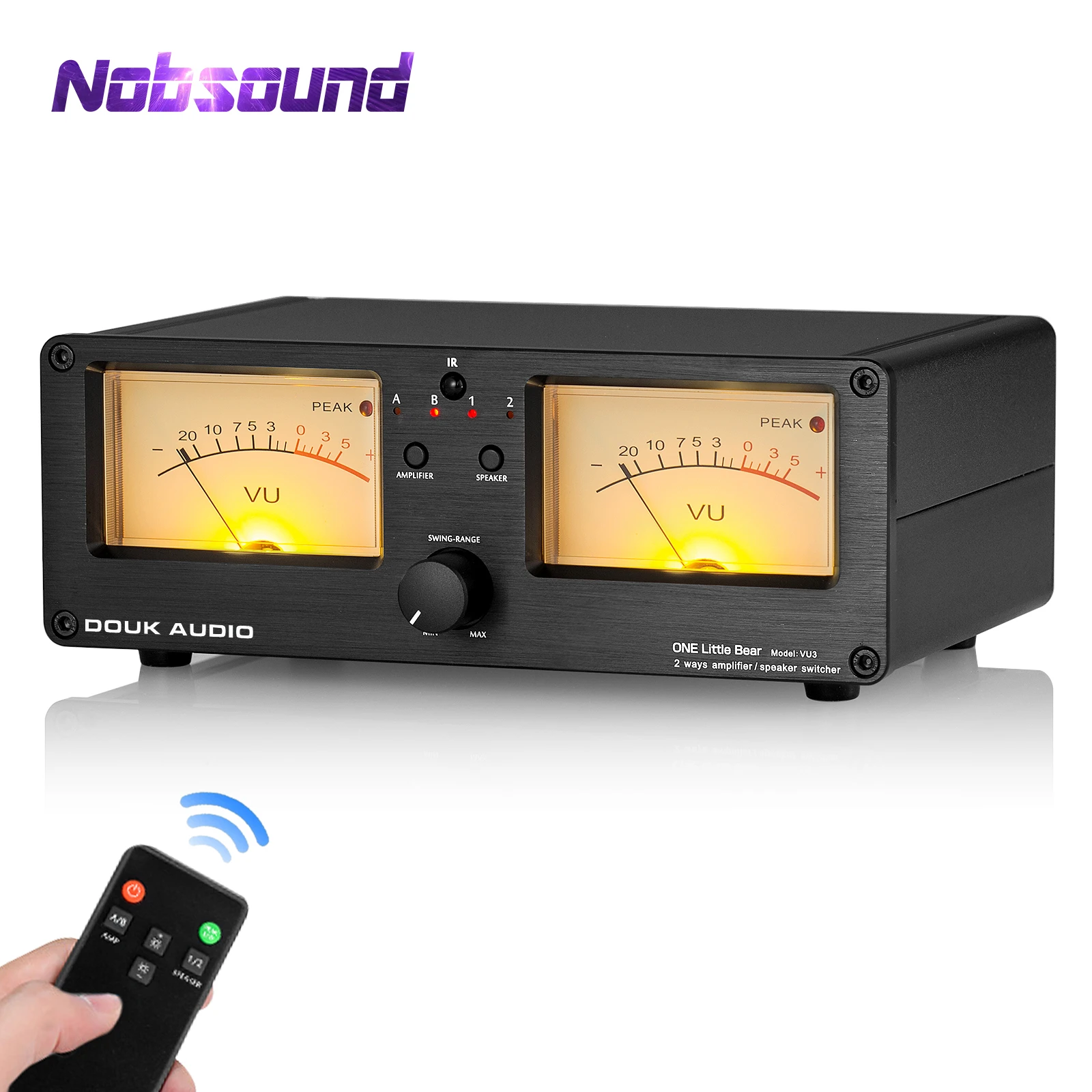 Nobsound Dual Analog VU Meter DB Panel Display 2-way Amplifier / Speaker Audio Switcher Box Selector Music Spectrum Visualizer antenna amplifier