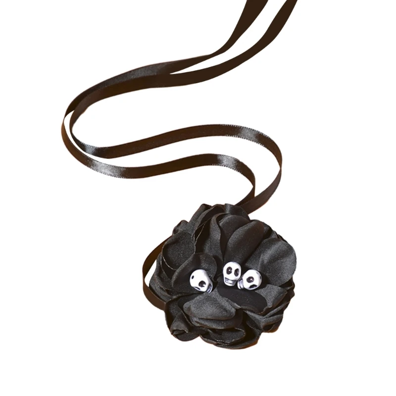 

M89E колье-чокер с черепом и розой для Хэллоуина, регулируемая цепочка Y2K-girls Hot Girls