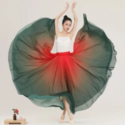 Female Elegant Gradient Ballet Skirts 720 Degrees Big Hem Classical Dance Costume Chiffon Flowy Practice Dancewear 80 90 100CM