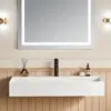 Rectangle Vessel Sink Matte White Stone Resin 30"x18" Wall Mount Bathroom Sink with Pop-up Drain Scratch-Resistant Minimalist 2