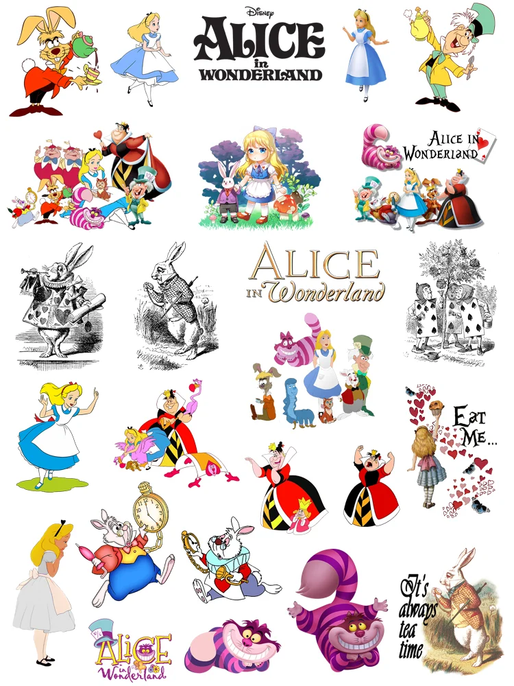 Disney Alice in Wonderland patch thermo-stickers for children DIY clothes patches embroidered patches heat transfer stickers clothing patches
