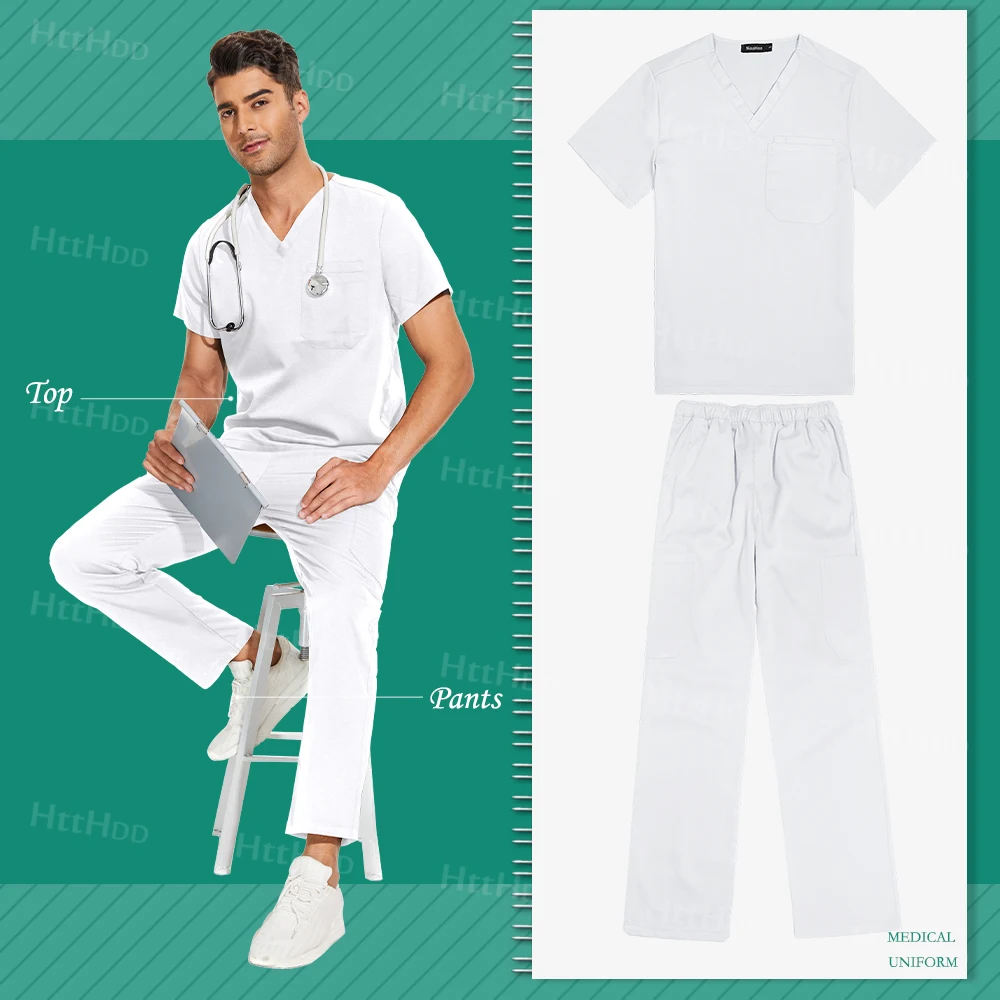 Doctor Nurse Medical Uniforms Scrubs Sets Women Men 12