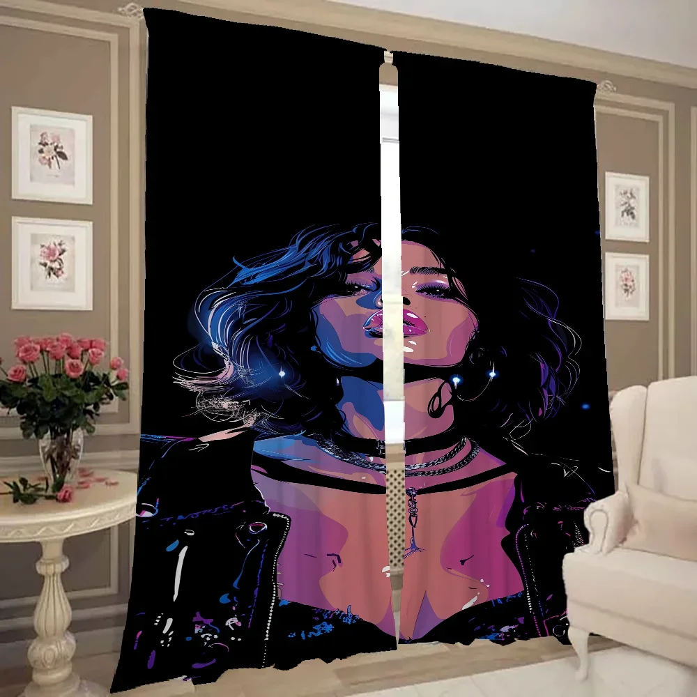 Home Interior Kitchen Curtains for Living Room 2 Pieces Blackout Curtains Door Curtain Sexy Girls Bedroom Decoration Partition 2