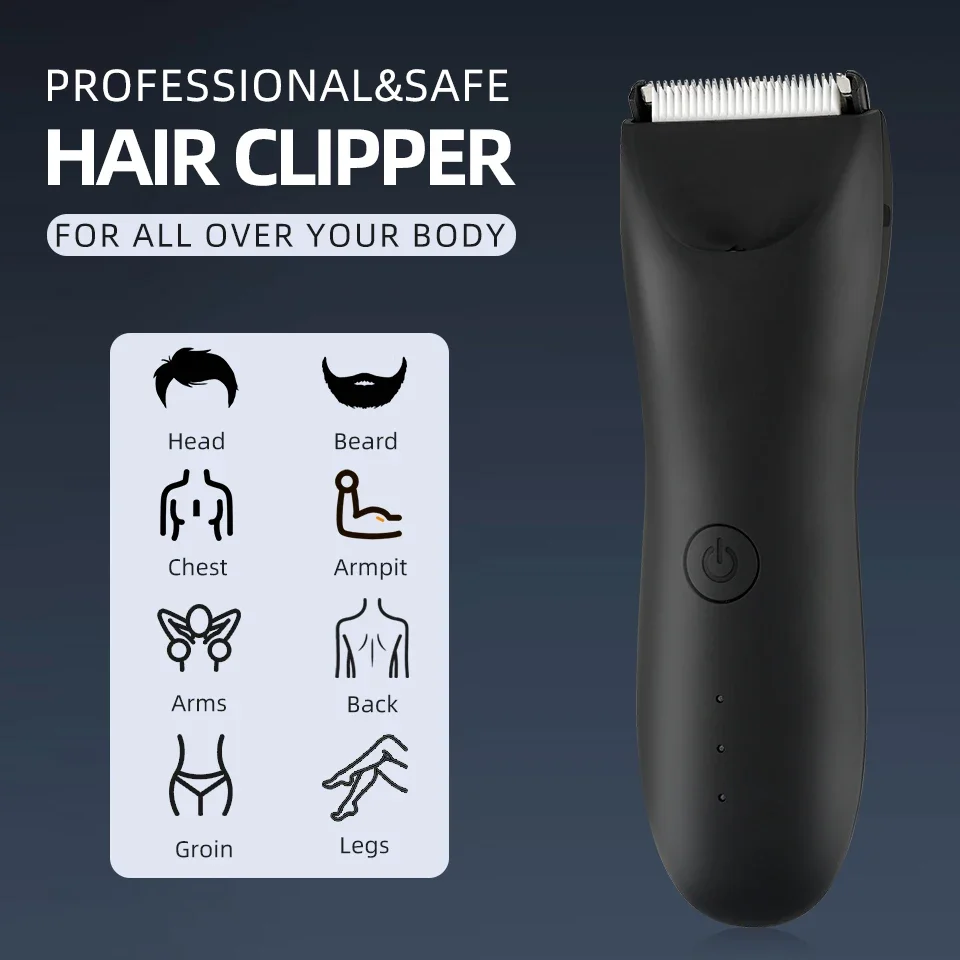 Electric Shaver Body Hair Trimmer Hair Removal Tool Men's Hair Removal Intimate Areas & Pubic Hair Electric Razor for Men Wet and Dry Body Shavers with LED Body Trimmer Men Balls