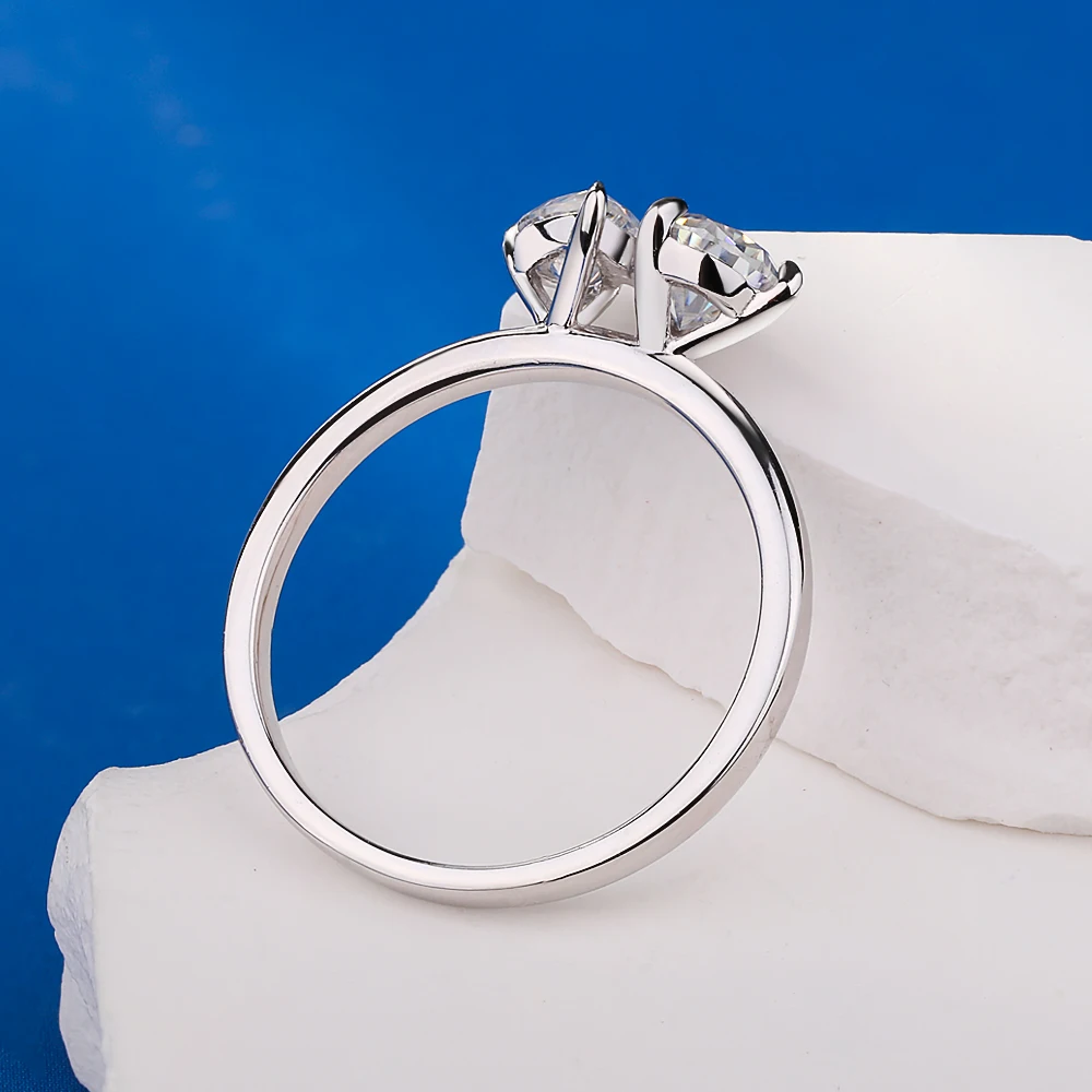 1.5cttw Double Pear Cut Moissanite Diamond Ring for Women Two Stone Toi Et Moi Wedding Bands 925 Silver 18k Gold Plated Jewelry 5