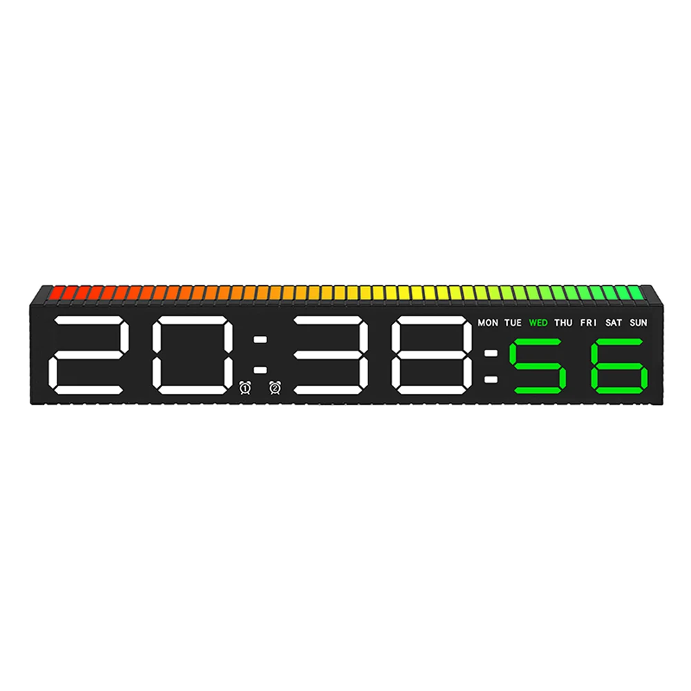 LED Alarm Clock with Colorful Music-Responsive Light Bar - Stylish Gift