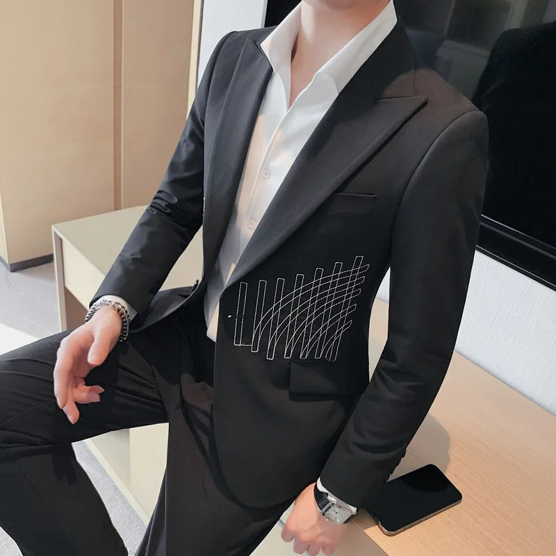 

British Style Men's Business Casual Suit Jacket 2024 Senior Sense Slim Single Breasted Blazers Males Wedding Party Dress Tuxedo