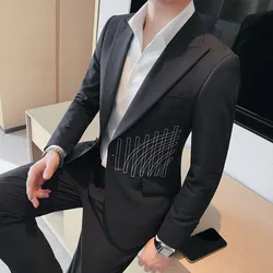 British Style Men's Business Casual Suit Jacket 2024 Senior Sense Slim Single Breasted Blazers Males Wedding Party Dress Tuxedo