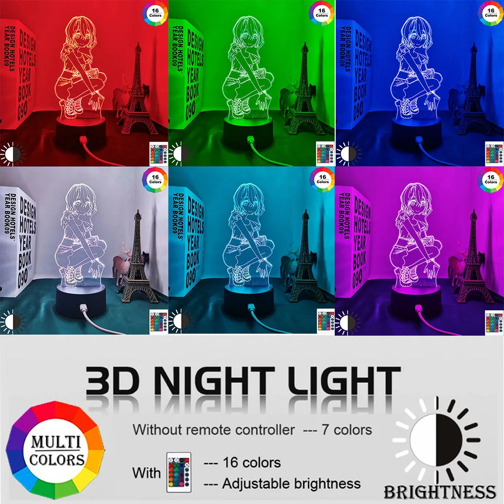 Anime 3d Lamp Kanojo Okarishimasu Mami Nanami for Bedroom Decor Nightlight Birthday Gift Manga Rent A Girlfriend Led Night Light led night light