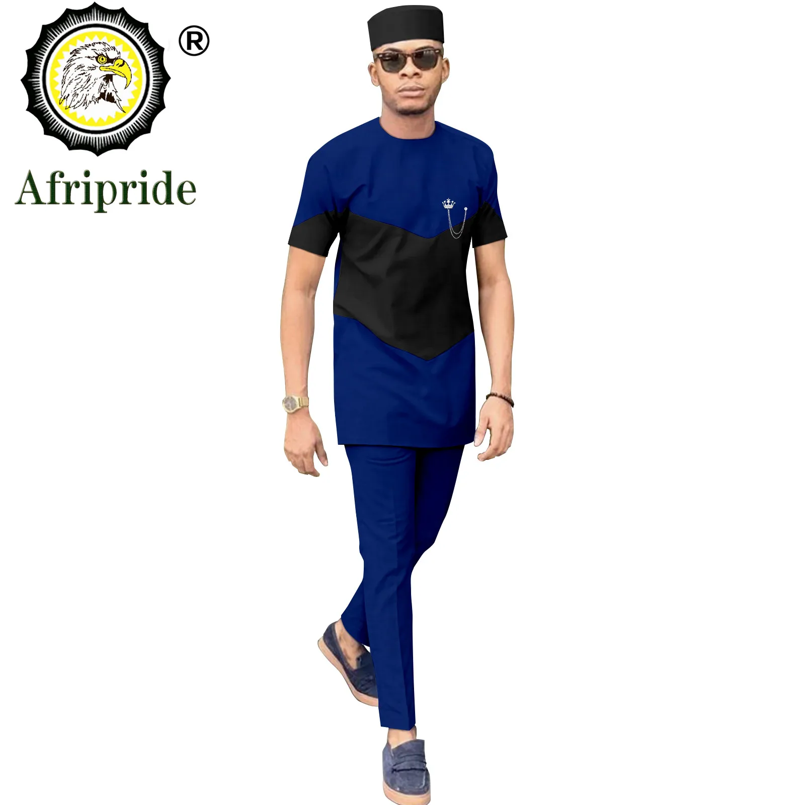 Bazin Riche African Men Clothes Short Sleeve Shirt Pants and Hat 3 Piece Set Plus Size Casual Outfits Dashiki Tracksuit A2216078 bazin riche african suits for men half sleeve shirts and pants 2 piece set tribal tracksuit men s dashiki outfits a2216144