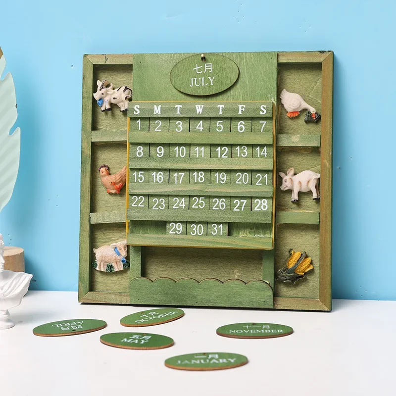 Creative wooden perpetual calendar home wall hanging handmade DIY calendar ins wind desk wall