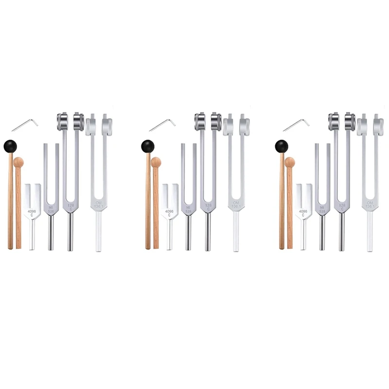 12pcs-tuning-fork-set-128hz-om-1361hz-mi-528hz-4096hz-for-healing-chakrasound-therapyreliever-stress