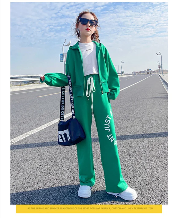 Girls Suit Coat +Pants Cotton 2Pcs/Sets 2022 Letters Spring Summer School Outfits Sports Sets Kid Baby Children Clothing Clothing Sets cheap