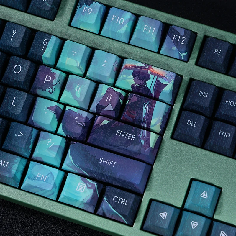 Desenhos Animados Anime Gaming Key Caps Pbt Dye Subbed Keycaps Keycap Perfil Cereja Impacto Genshin Kunikuzushi 108 Chaves Set - Imagem 5