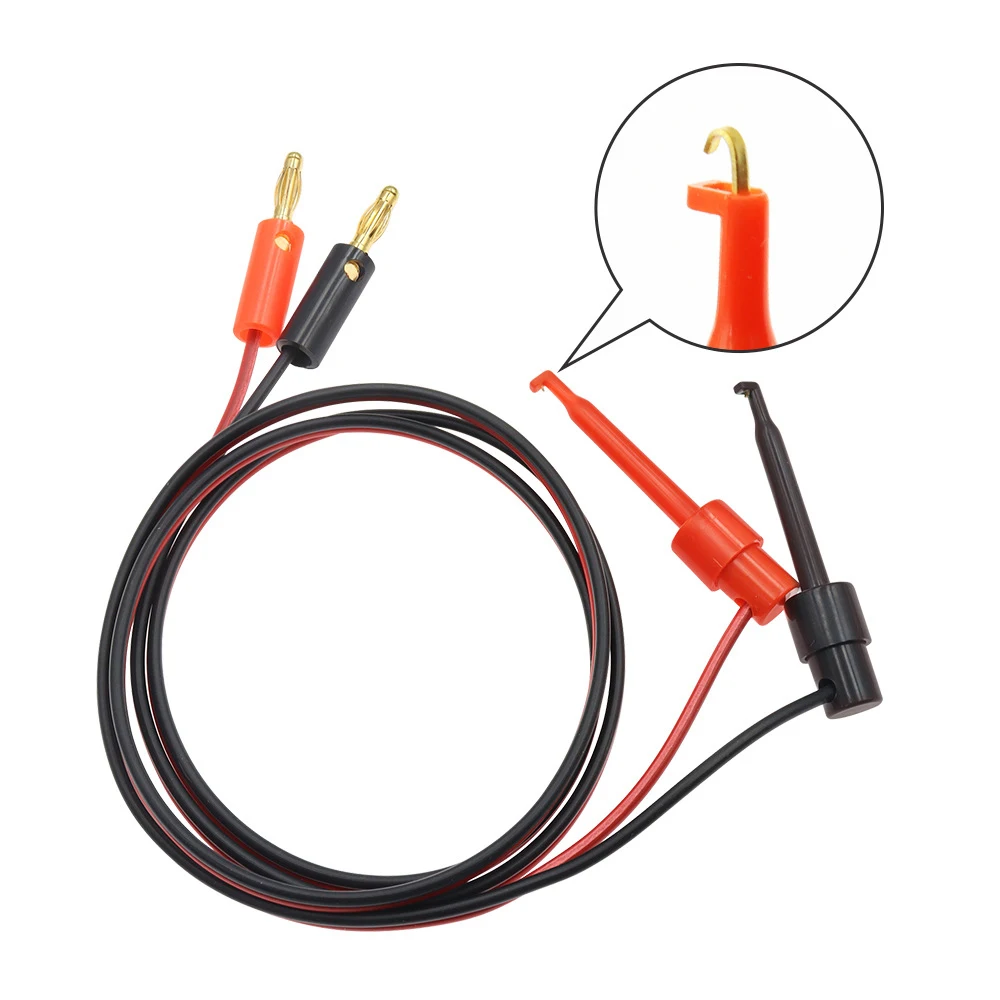 4mm Banana plug to electric hook clip test cable 1 Pair 1M gold plated for multimeter test leads wire connector
