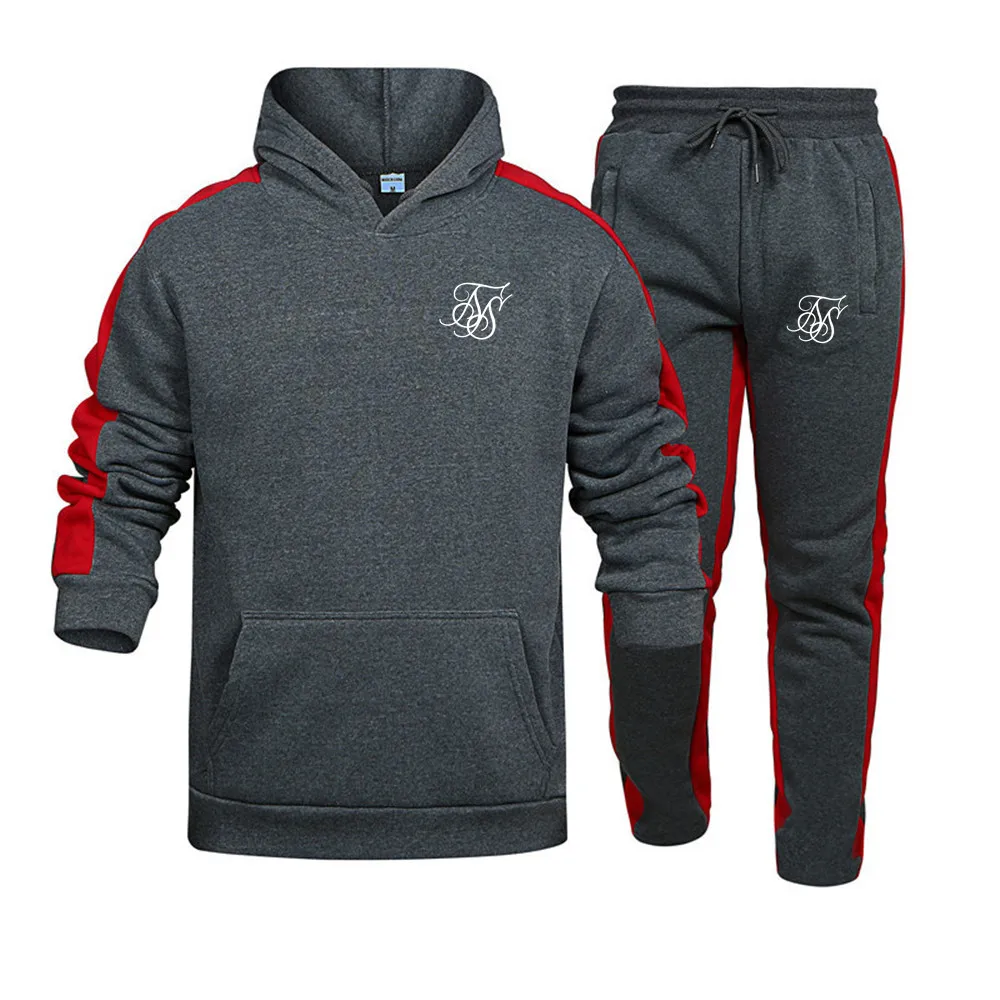 new Fashion SikSilk Brand Men Sets Tracksuit Autumn New Men Hoodies +  Sweatpants Two Piece Suit Hooded Casual Sets Male Clothes