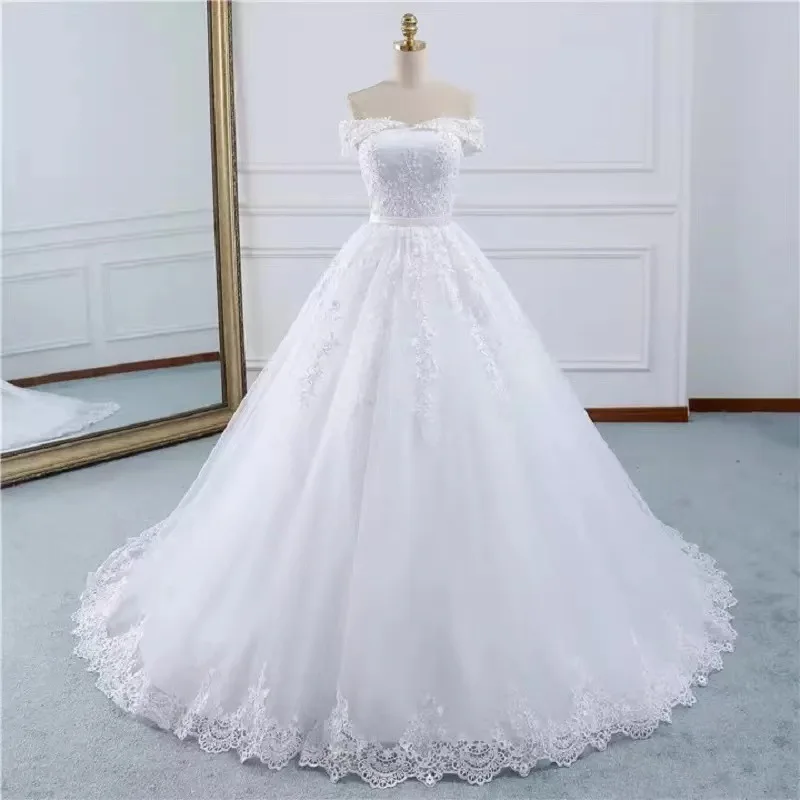 AIJINGYU Sexy Wedding Dresses Short Gown Bridal Lace Organza Cheap Off White Second Marriage Gowns Designer Wedding Dress tea length wedding dress Wedding Dresses