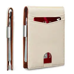 RFID Carbon Fiber Luxury Men's Slim Wallet - Sleek Card Holder and Money Organizer (Beige)