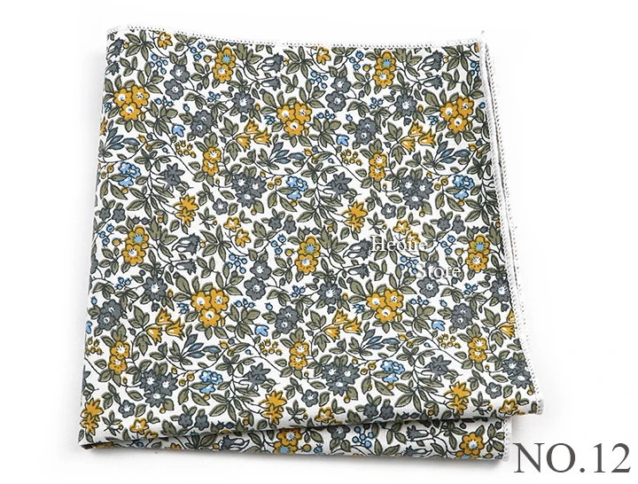 Neu gestaltete Blumen druck Hankerchief Baumwolle grün gelb blau Taschen tücher für Männer Frauen Hochzeits feier Abendessen Zubehör Geschenk – Detail 13