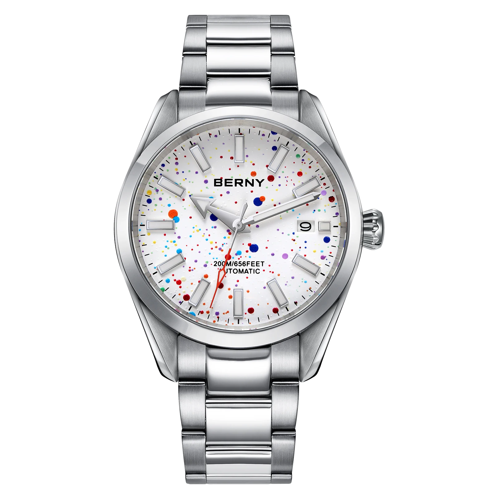 BERNY 20ATM Orologio meccanico da uomo Zaffiro AR Data Giorno Moda Colorato Cielo stellato Quadrante Cena Orologi da uomo d'affari luminosi  1511