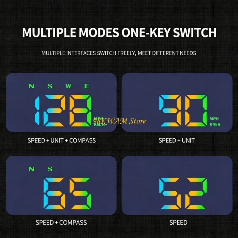 Display HUD universale per auto con navigazione tachimetro a colori e avvisi sicurezza Installazione semplice per tutti i - immagine 2