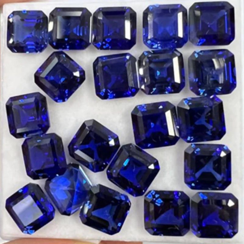 Boxed Blue Sapphire Asscher Test Mohs Hardness Gems For