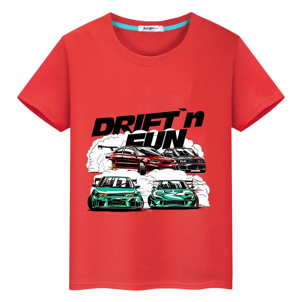 Japanese Car Print 100%Cotton t shirt for kids boy 10years y2k one piece pride tshirt JDM Manga MK Anime Short kids clothes girl 4