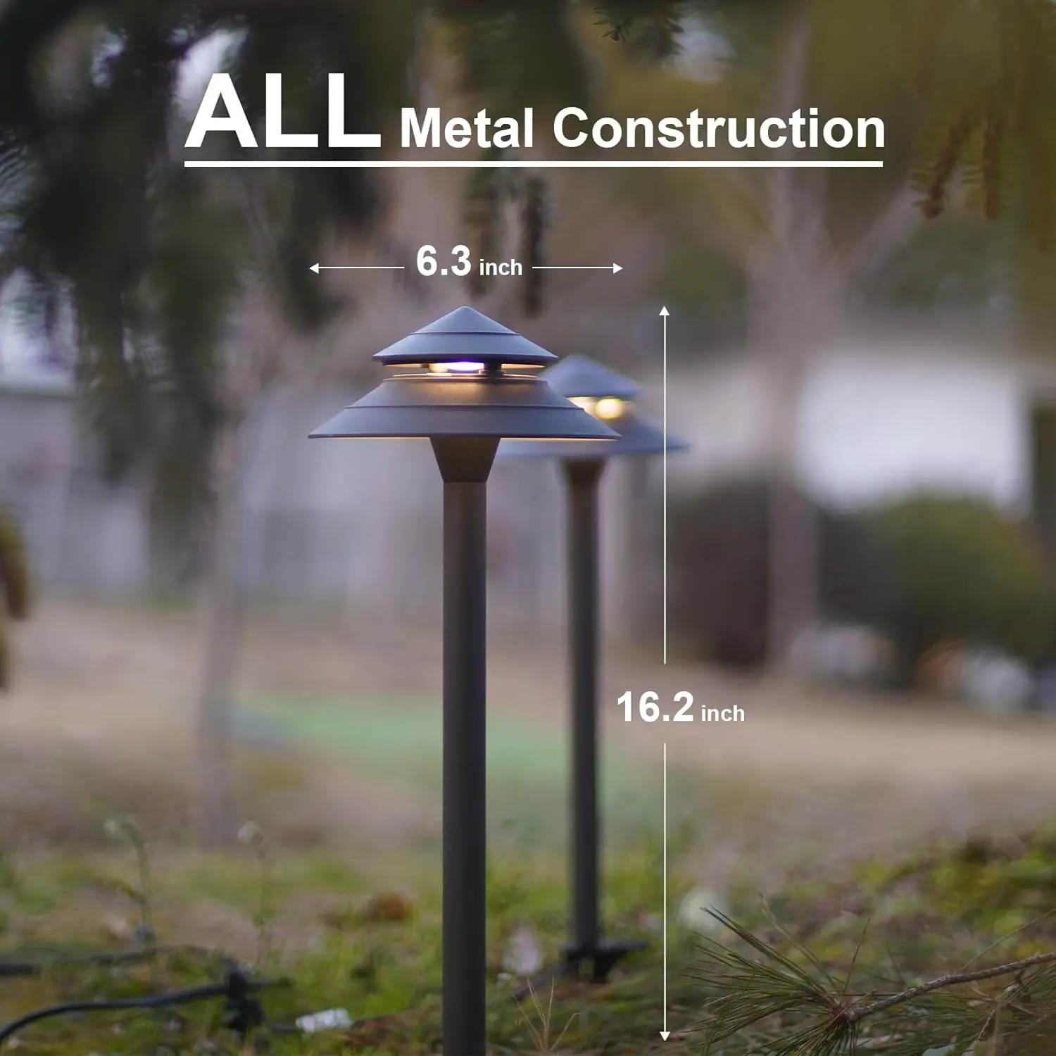 Pathway Lights Kits 3W LED 8PK Outdoor Low Voltage Landscape Lighting 180 Lumen Hardwired 2 Tier Pagoda Path Light 3000K Warm Wh 6