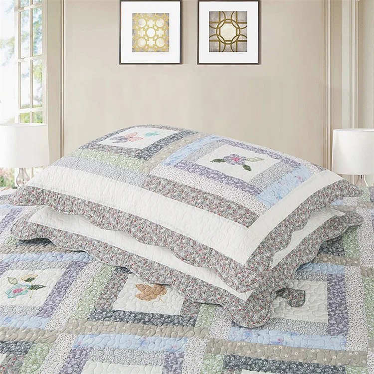 Patchwork-Retro-Baumwoll-Steppdecken-Set, 3-teilig, gesteppte Tagesdecke, Queen-Size-Bettdecke, Decke im Schlafzimmer, Polsterung, Bettdecke, Matratzenauflage – Detail 18