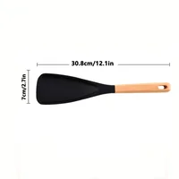 Cuillère-spatule multifonction en silicone pour ustensiles de cuisine antiadhésifs, ustensile de cuisine résistant à la chaleur avec manche en bois 3