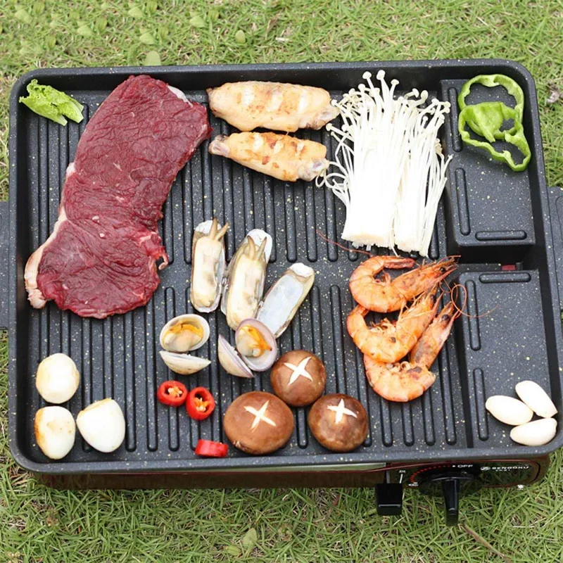 Gas Stove Barbecue Stove Barbecue Grill BBQ Grill Pan Plate 32 X 26cm Portable Non-Stick Coating Butane Gas Stove Cooker Plate Rectangle Korean Barbecue