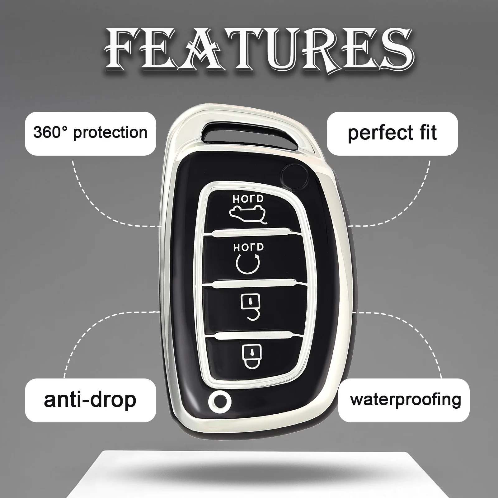 Enhanced Smart Key Fob Case Cover with 4 Buttons