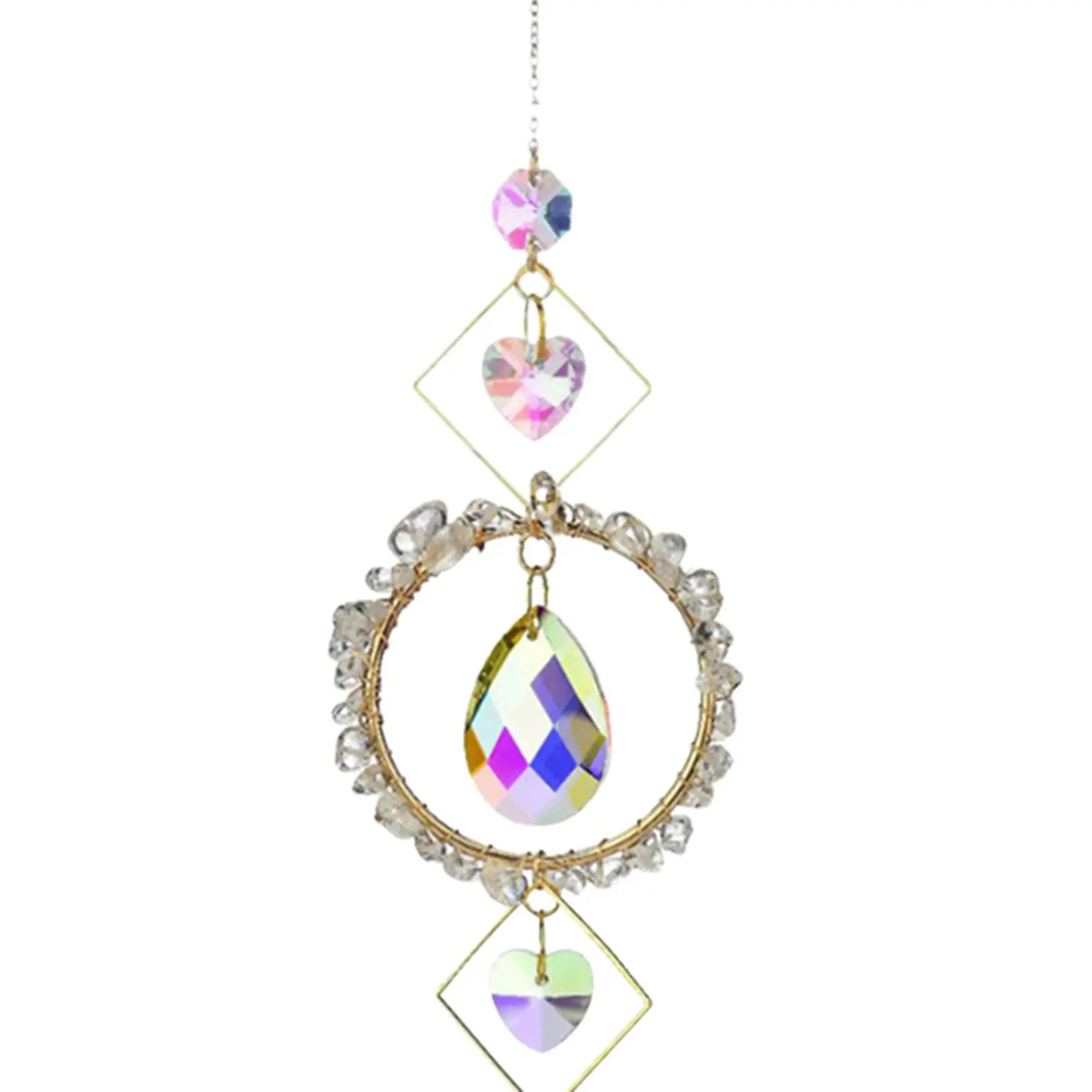 Wind Chime Hanging Colored Maker Outside Wedding Artificial Crystal Prism Pendant Heart Charm for Living Room Daughter Mother
