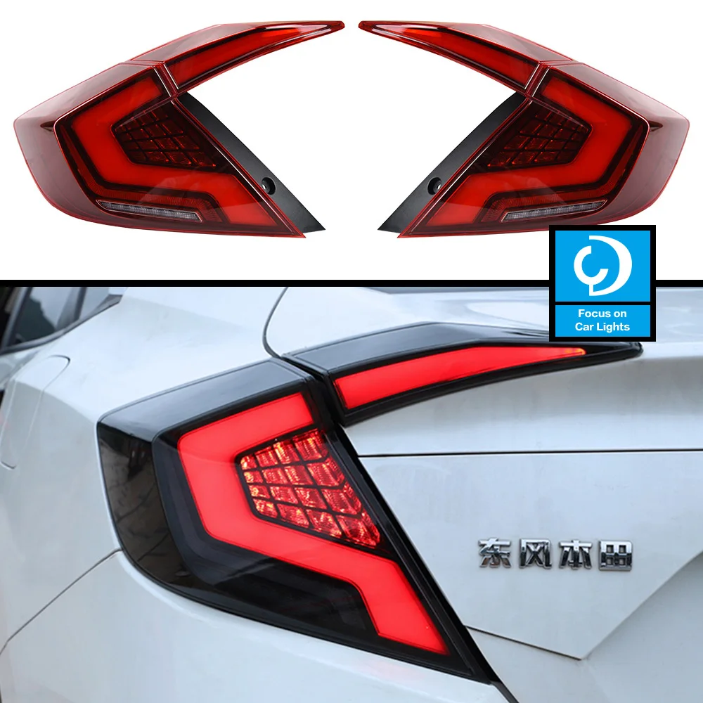 

Taillights Styling For CIVIC X 2016-2021 Tail Light Type LED DRL Running Signal Brake Reversing Parking Lighthouse Facelift