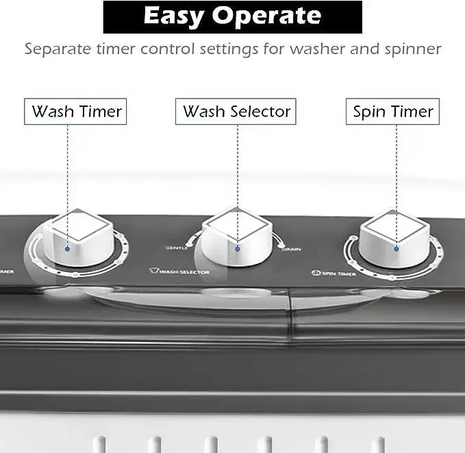 【Costway】- Twin Tub Washer and Dryer Combo, 20Lbs Capacity (12Lbs Washing and 8Lbs Spinning) Washing Machine, Compact Portable 4