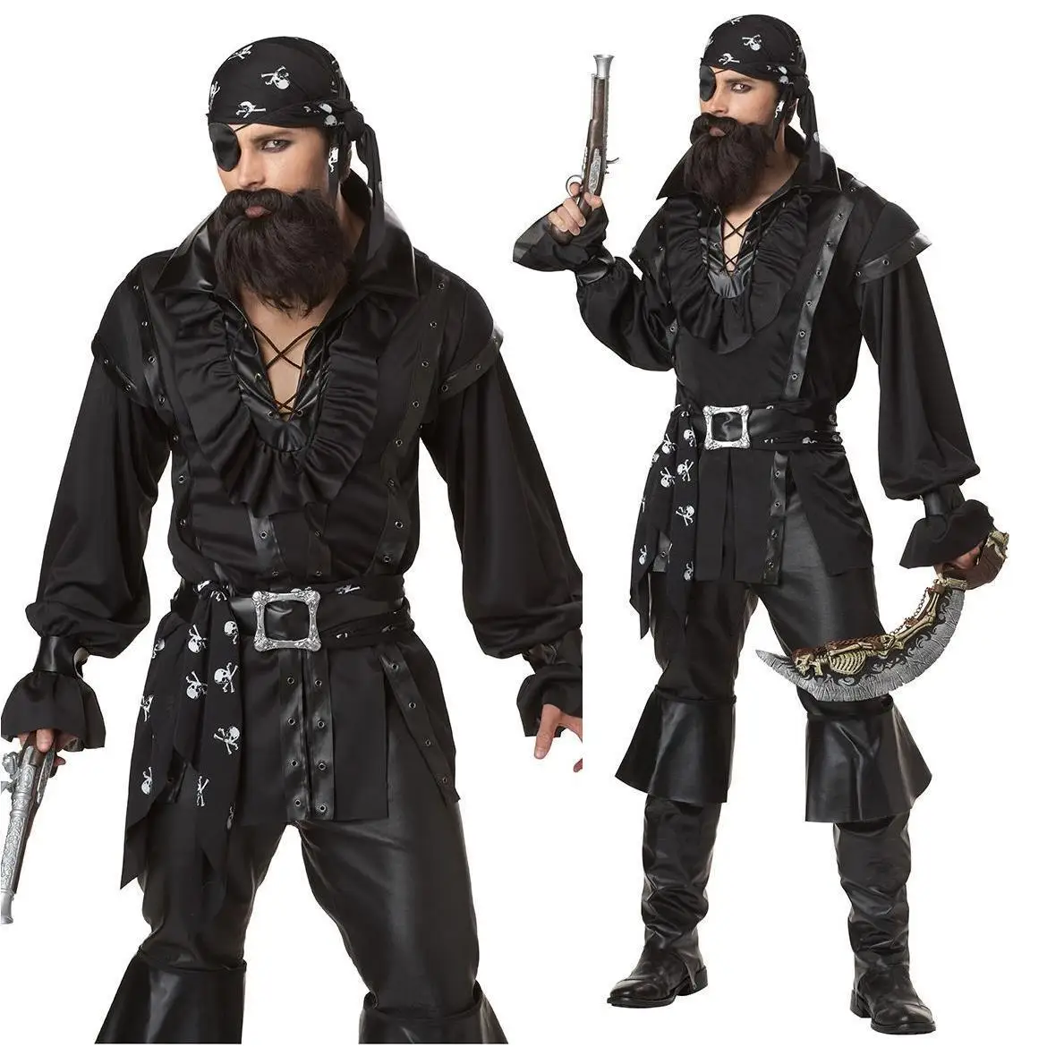 

Adult Pirate Captain Jack Sparrow Cosplay Costume Jackat Pants Full Set Men Caribbean Pirates Halloween Christmas Party Outfits