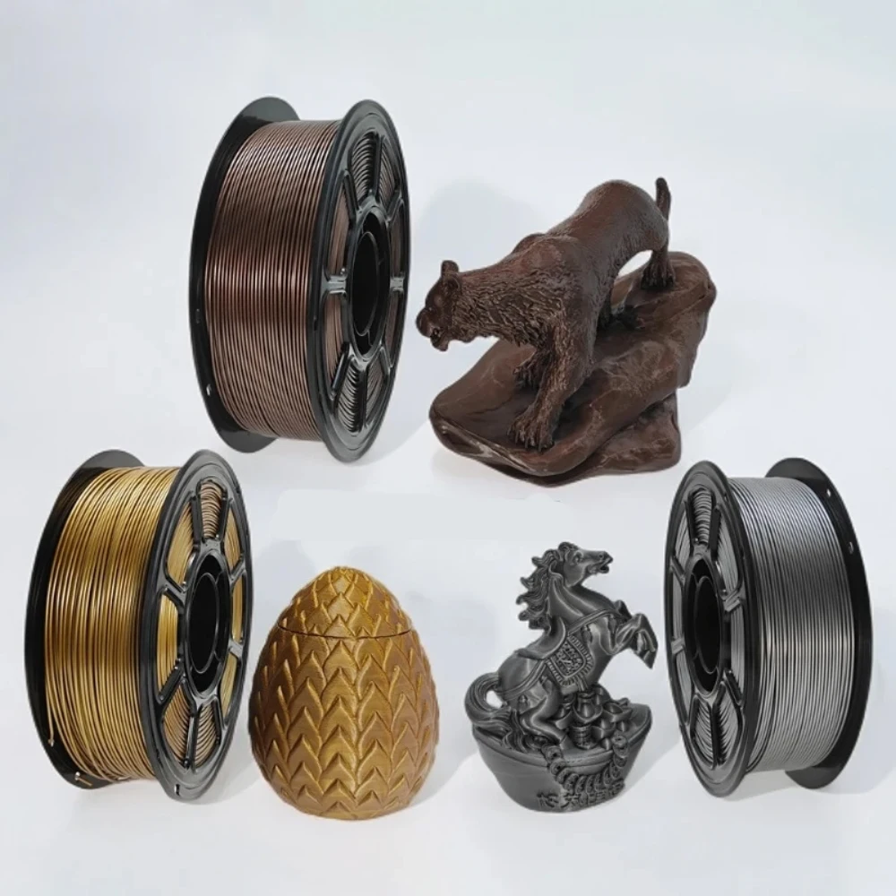 PETG 3D 프린터 필라멘트 메탈릭 실버 커피 골든 1KG 순중량 1.75mm 롤당 1080피트, 3D 프린터용 진공 포장