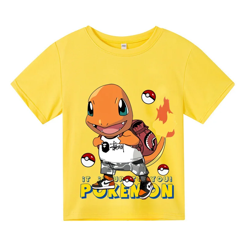 thumbnail image 1 of Camiseta de verano popular de Pikachu para niños, ropa para niños y niñas, camiseta de manga corta informal y cómoda con cuello redondo y dibujos animados para bebés, 1 of 5