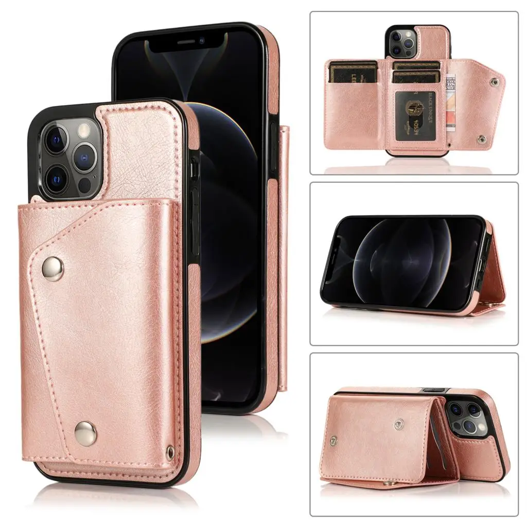 

Luxury Leather Case for iPhone 12 11 Pro Max 12 Mini XR X XS Max Card Slot Stand Funda For iPhone 7 8 6 6S Plus SE 2020 Coque