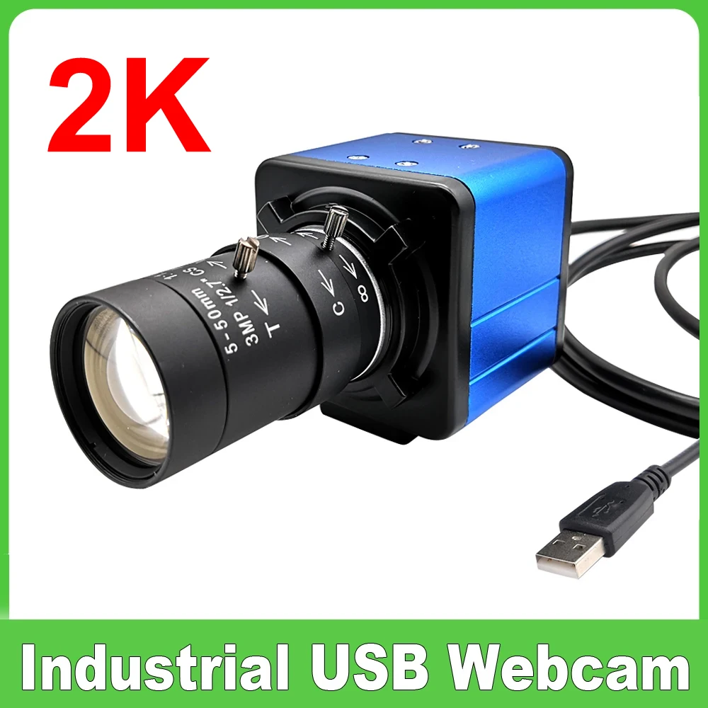 30Fps 2K 4Mp Webcam Usb 5-50Mm Obiettivo Varifocale Uvc Otg Mini Box Videocamera Industriale Per Computer Pc Insegnamento Riunione