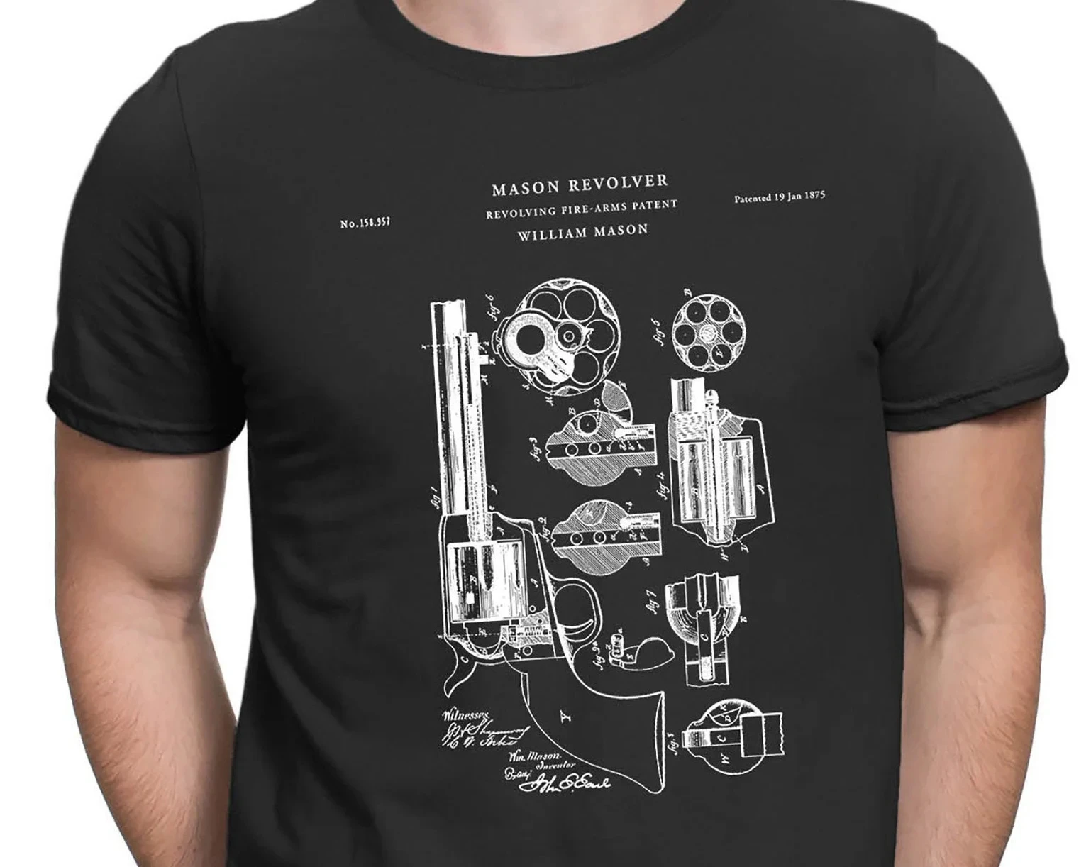 Colt M1889 Revolver Patent T Shirt Pistol Gun Lover Gun T-shirt Hand Gun Unique Gift Handgun Gun Patent Men Tee