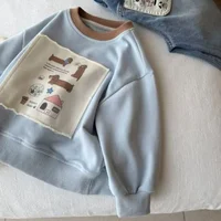 1-7 ans garçons automne Patchwork Shrit printemps solide dessin animé sweat pour enfants beaux enfants sport pulls décontractés 1