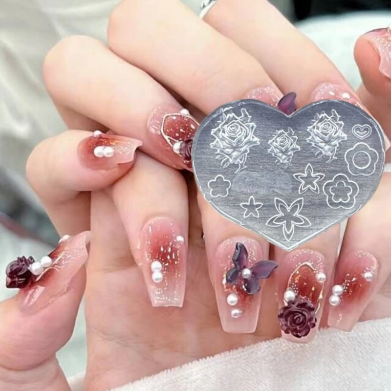 4 Pieces Manicure Silicone Mold Reusable Valentine's Day Versatile And Gentle Love Rose Party Nail Decoration Nail Salon 5