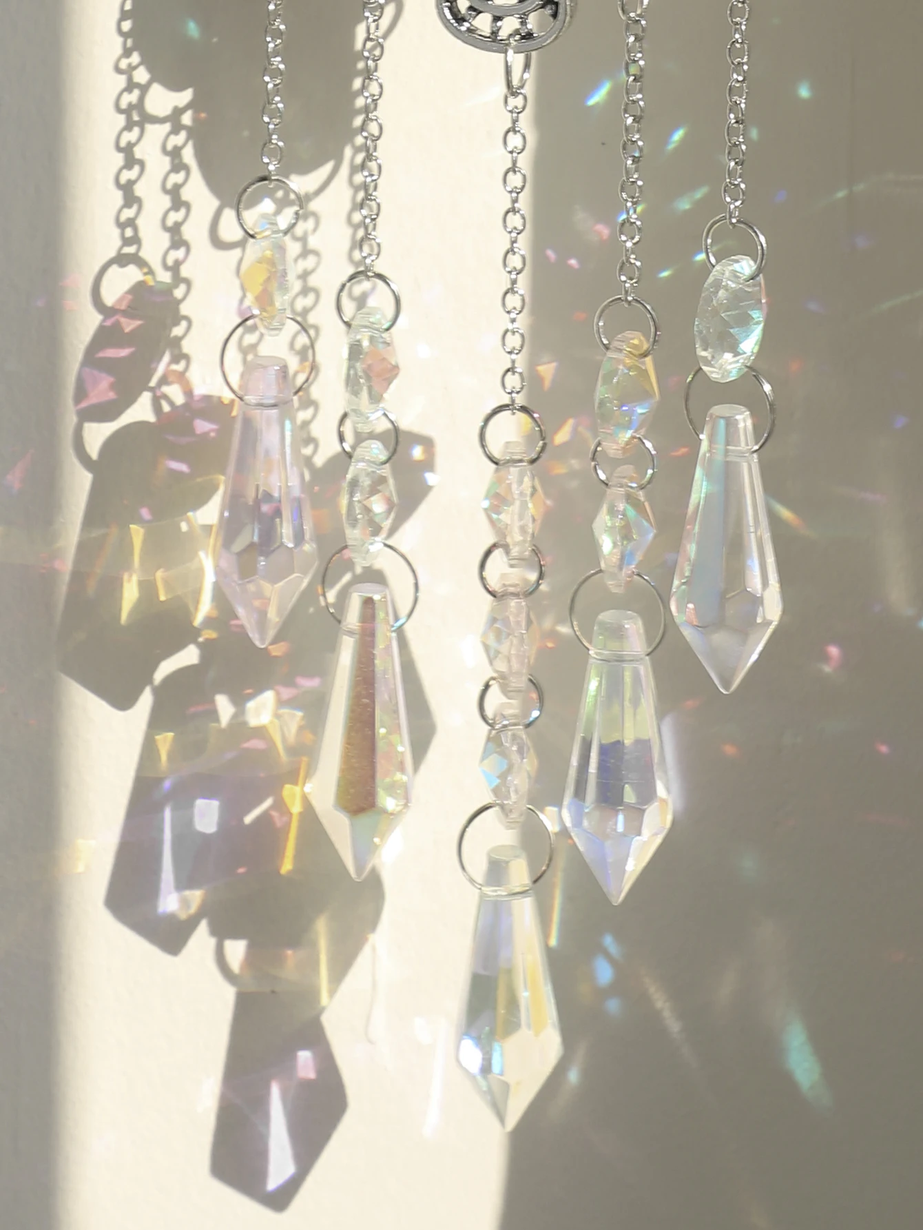 Hanging Crystals Sun Catcher Evil Eye Hamsa Hand Rainbow Maker Chakra Stained Glass Light Catcher Prism Home Garden Decoration 4