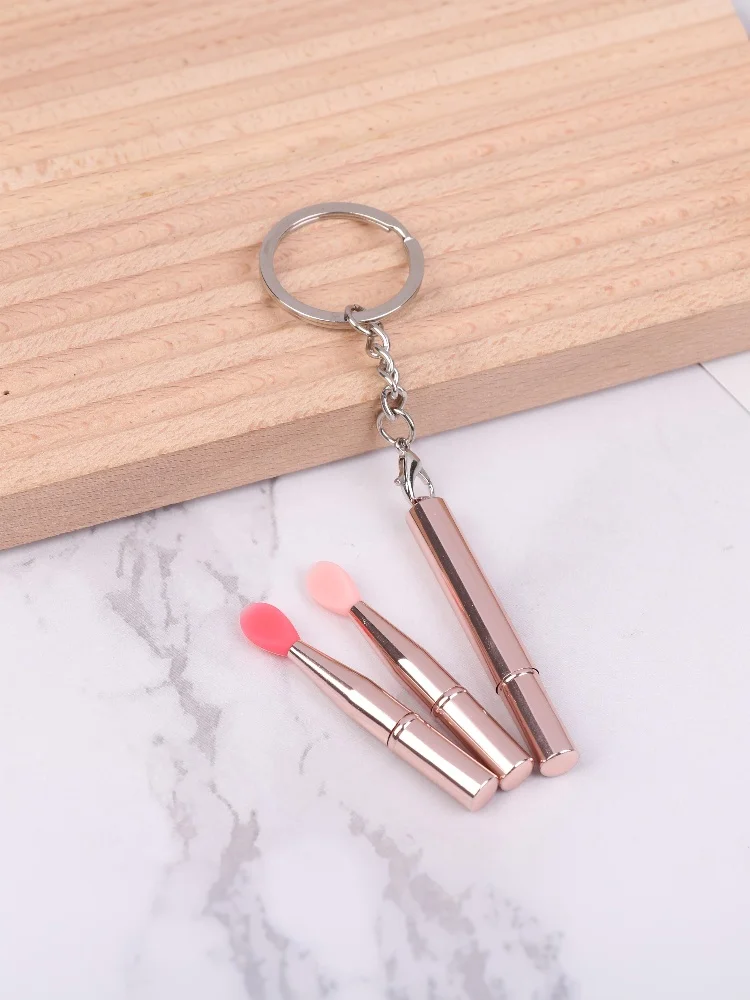 1 stücke Tragbare Multifunktionale Silikon Lippen Pinsel Mit Abdeckung Schlüsselbund Staubdicht Lippenstift Lippenstift Pinsel Lidschatten Pinsel – Detail 20